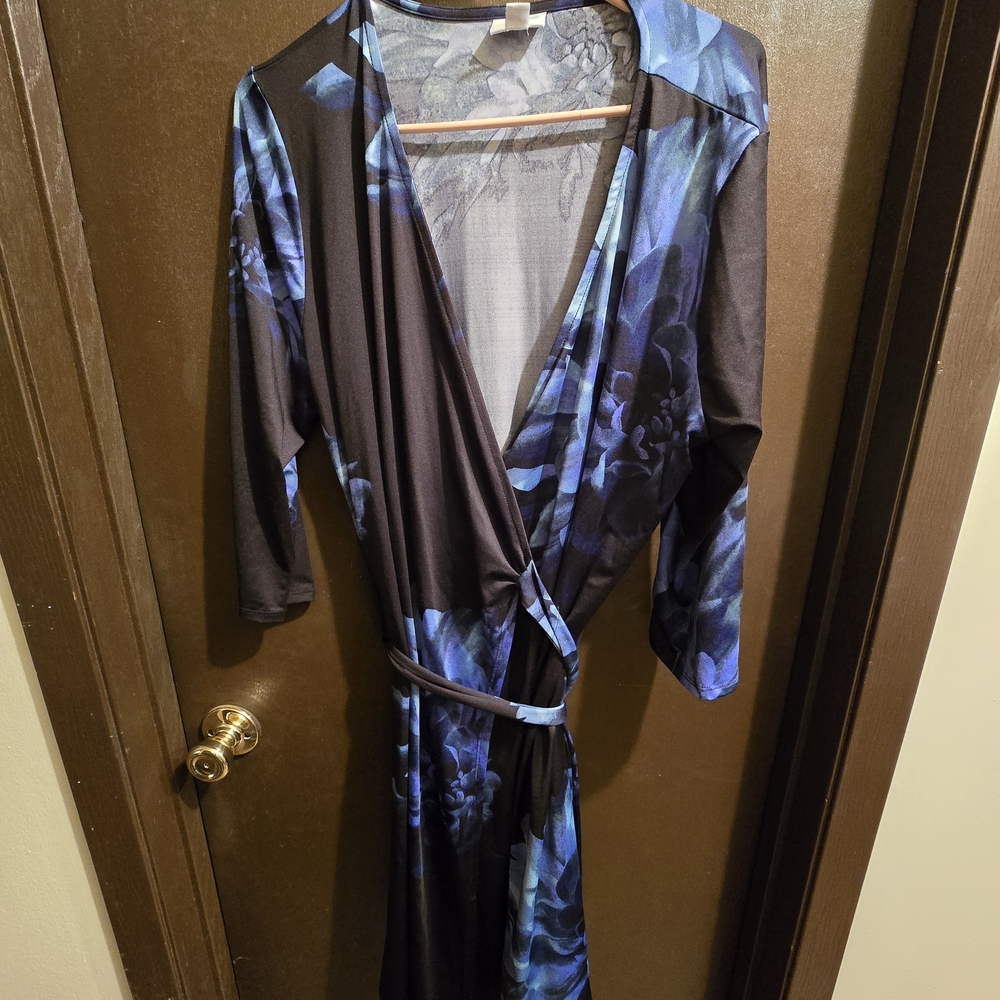 LuLaRoe Black and Blue Floral True Wrap Dress